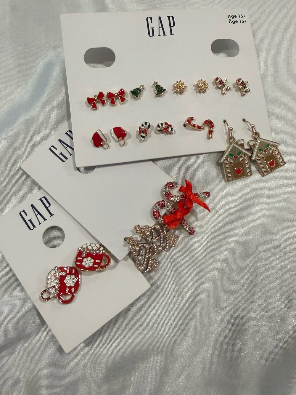 GAP Festive Stud Earring Duo - Gold and Red (never worn)